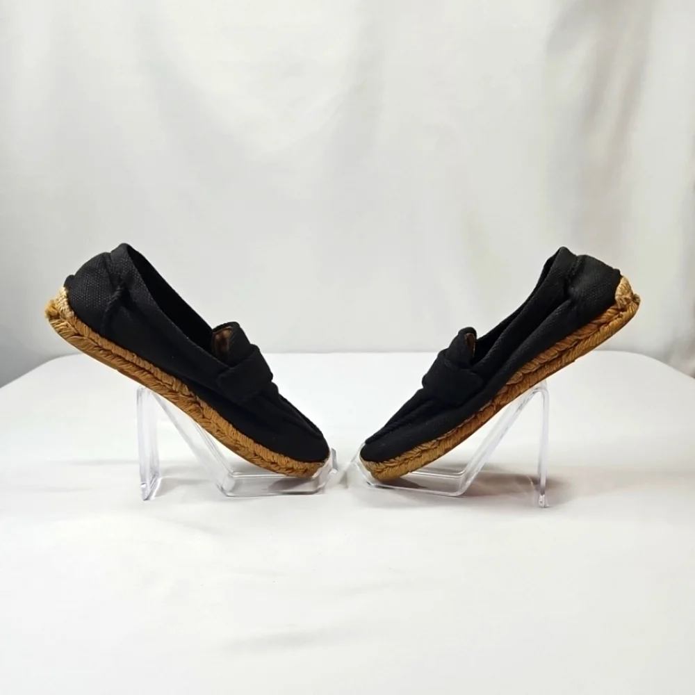 Hermes Black Espadrilles Loafers Size 36